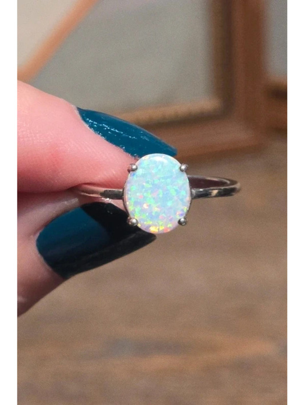Sterling Silver Fire Opal Ring Size 9.5